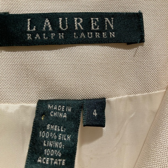 Lauren Ralph Lauren Silk Blazer Cream Double Beasted 2 Small Ink Spots In Front - Picture 3 of 4